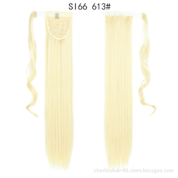 Hot Sale Product Ombre Color Detachable Ponytail Hairpiece Wrap Around Private Label Straight Ponytail Extensions Synthetic Hair